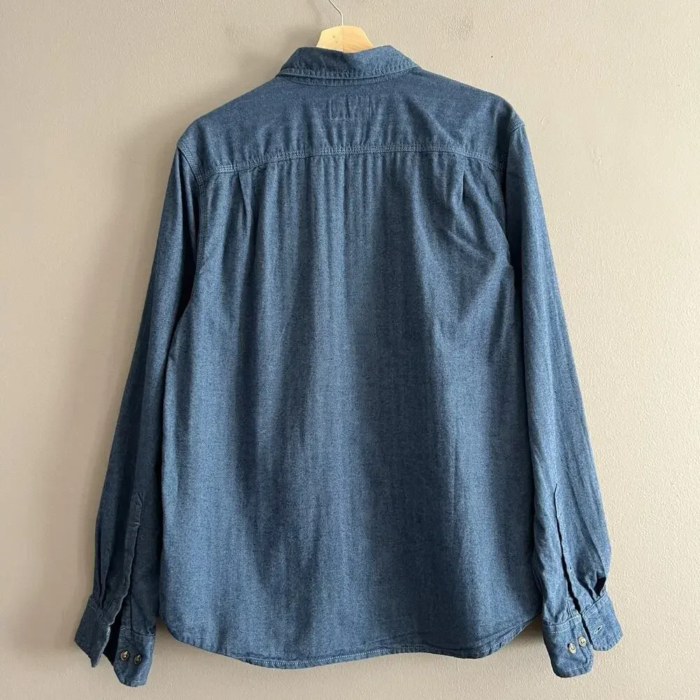 The North Face Shirt Mens Long Sleeve Pockets Button Front Western Cowboy Blue L